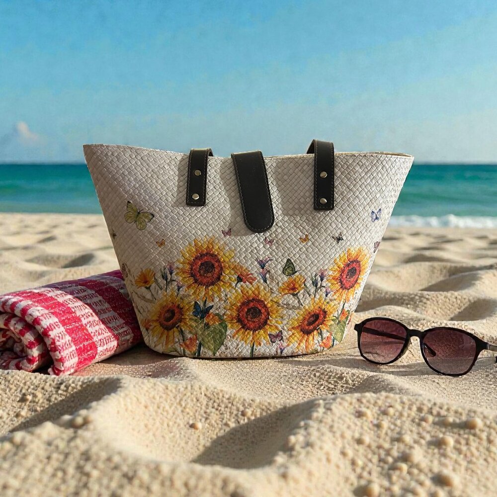 Exclusive Handmade Bali Pandan Woven Tote - Yellow